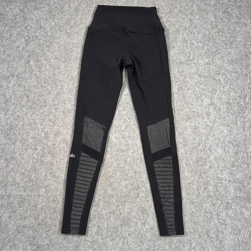 Alo Yoga Black High Waisted Moto 7/8 Ankle Cropped Leggings Women's Size XS